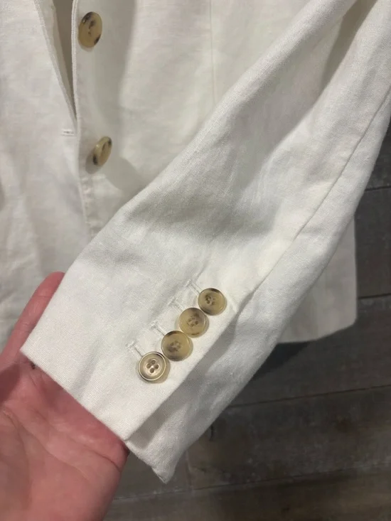 J Crew Schoolboy 100% linen long sleeved cream lined blazer size 8 - Picture 5 of 10